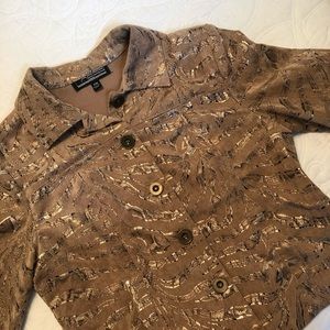 Super Soft Tan Jacket with Metallic Print